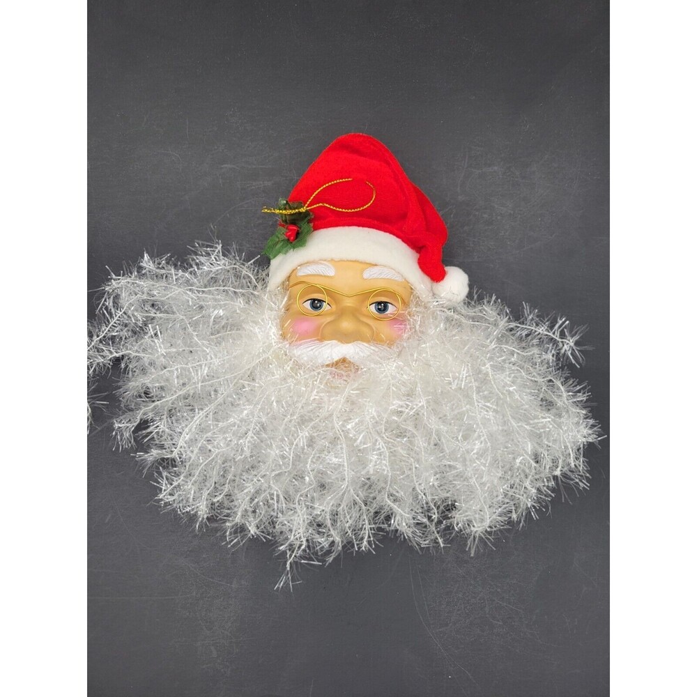 Large Plastic & Fabric Santa‎ Head Christmas Decoration Door Wall Hanger 9"
